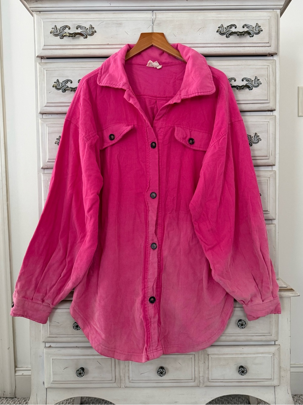 Pink Ombre Cotton Pocketed Shacket